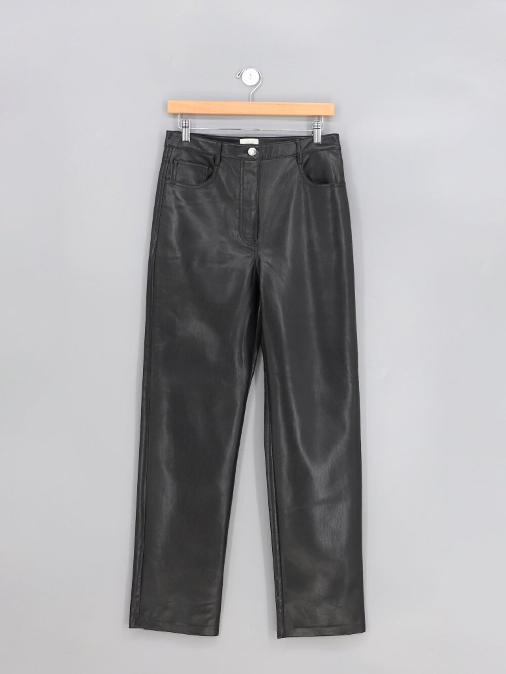 WILFRED ARITZIA The Melina Pant Vegan Leather Straight Leg Black Size 8